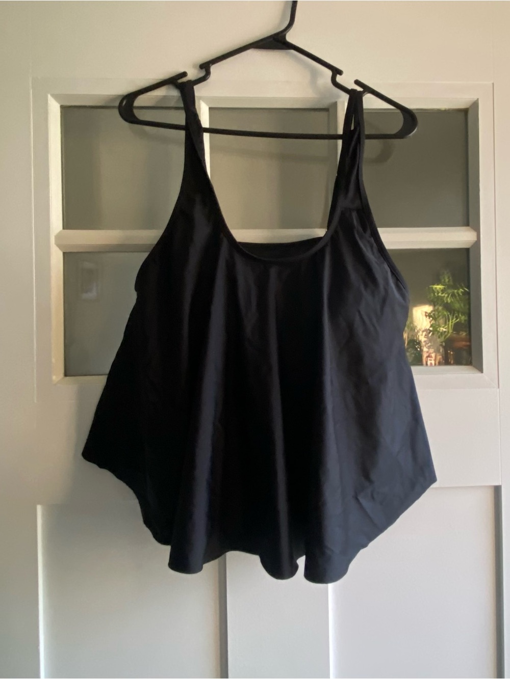 Women's Black Scoop Swim Tank with Flowy Hem